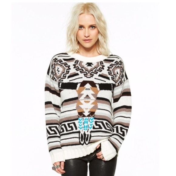 Jen’s Pirate Booty Southwestern Sitting Bull long sleeve oversize sweater Sz M/L - Picture 3 of 16